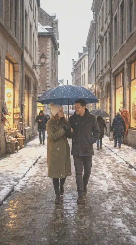 Cream Blanket applied to Snow street couple