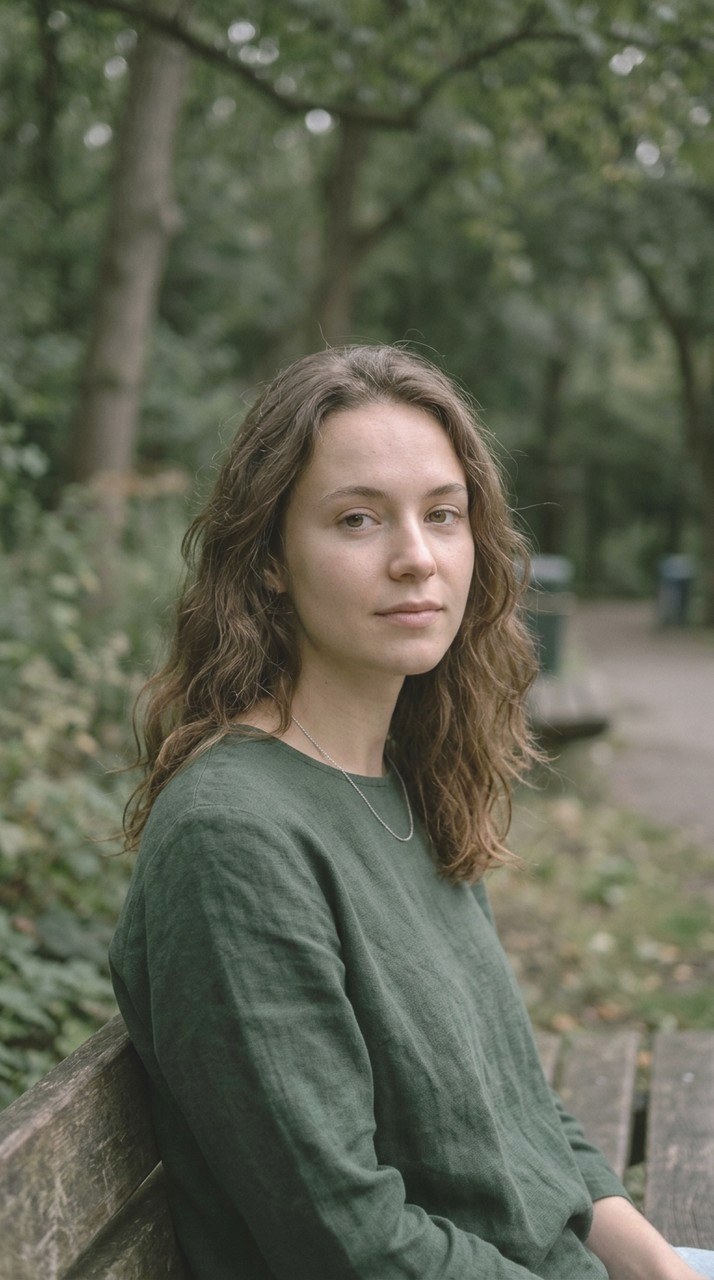 Wedding Film: A fictional woman's portrait outdoors in open shade, daylight
