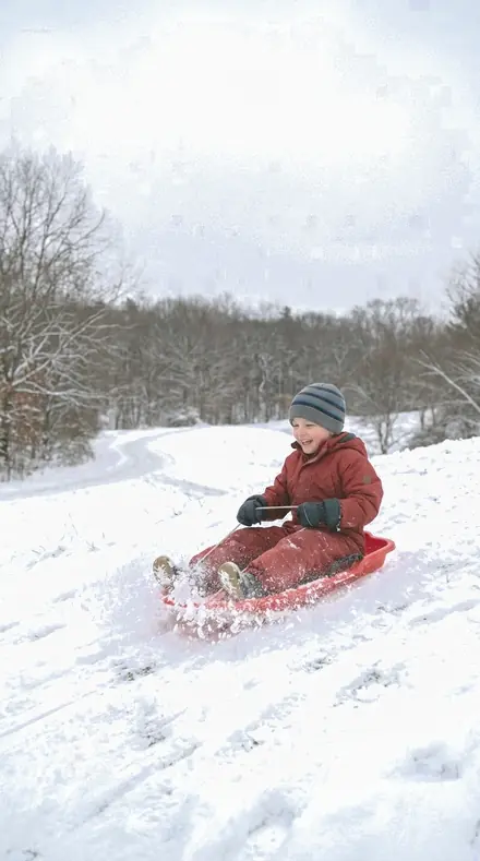 Panorama Row applied to Child sledding