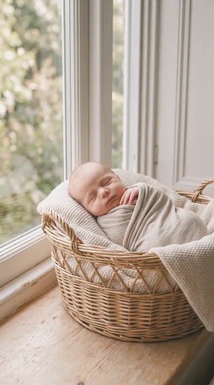 Peony Bud applied to Newborn basket