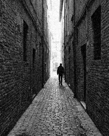 The alley says more in ink. With the Inklooks preset applied.