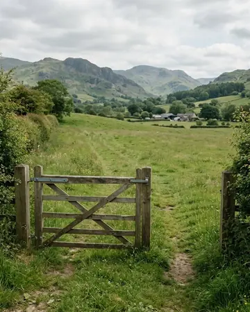 The gate, the field, the green done right. Photographed without a preset.