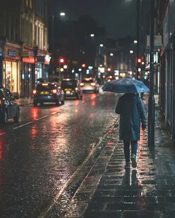 Rain street reflections. With the Japan Film preset applied.