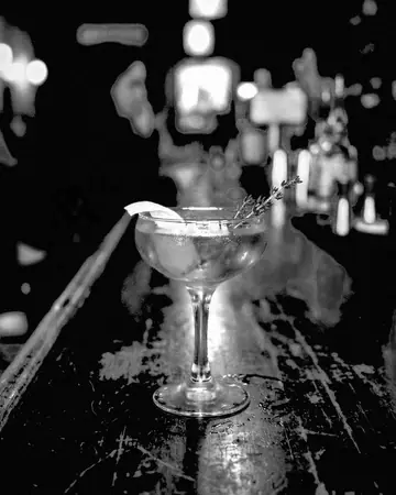 Cocktail bar. With the Mono Film preset applied.