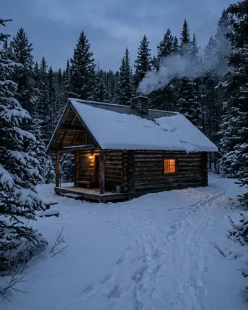 Cabin blue hour. Photographed without a preset.