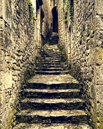 stone steps. With the Night Halation preset applied.