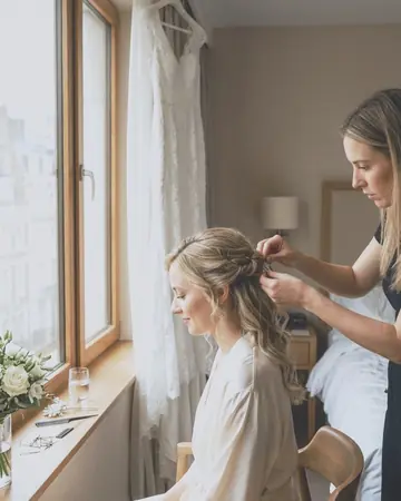 Bridal prep window. With the Pastel Film preset applied.