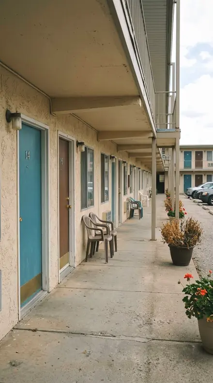 Trim Sparkle applied to Motel door