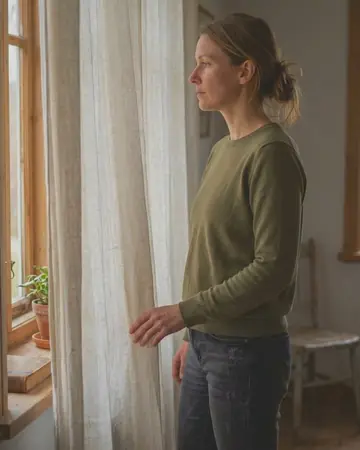 Morning light through the curtain, kept soft. With the True Skin preset applied.