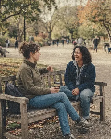 A bench and your people, suddenly a keeper. With the Warm Negative preset applied.