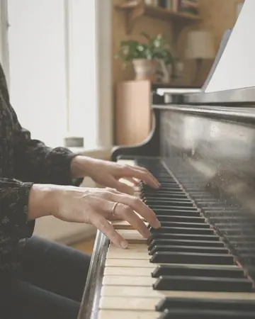 hands piano. With the Warm Negative preset applied.
