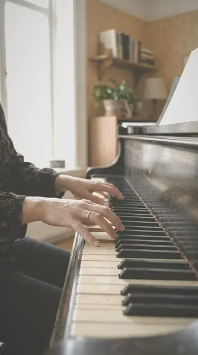 hands piano. With the Warm Negative preset applied.