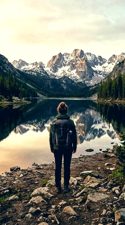 Halved Tone applied to mountain lake
