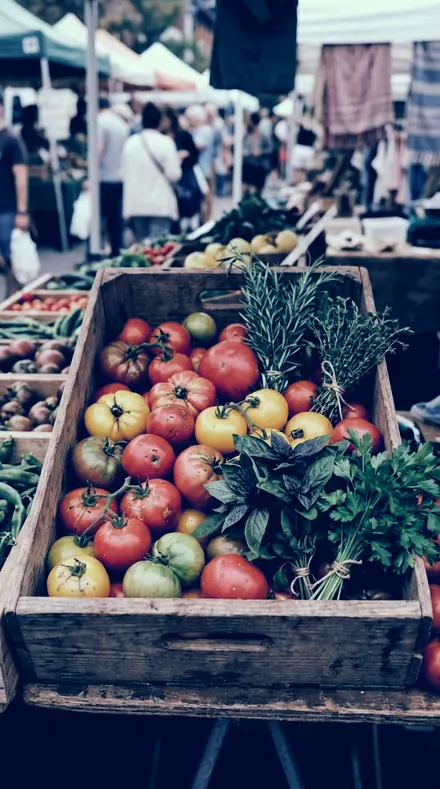 Slate Cyan applied to market produce
