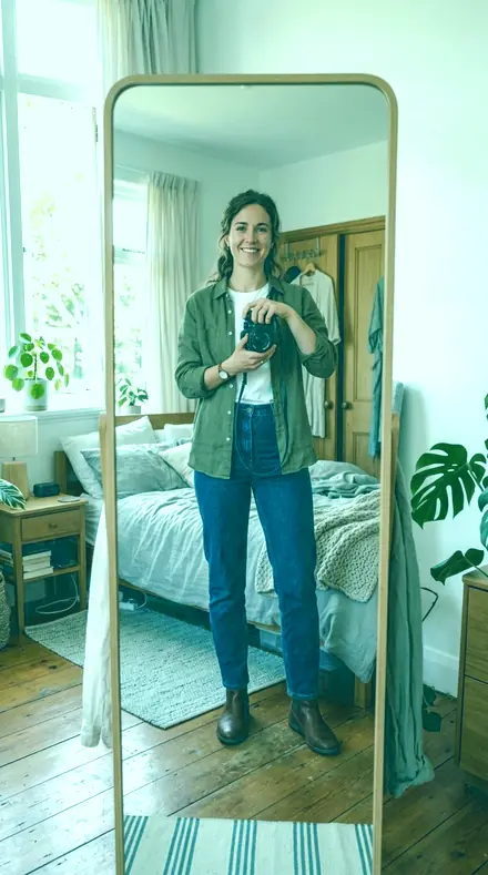 Teal Print applied to mirror fit