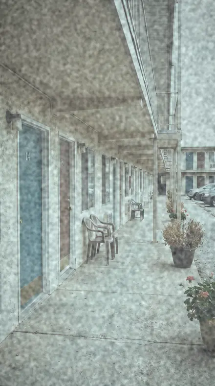 Frost Cast applied to motel door