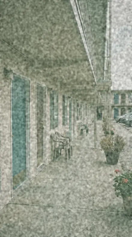Heat Fog applied to motel door