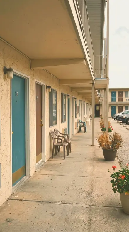 Brass Lamp applied to motel door