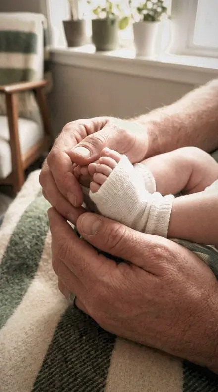 Barn Timber applied to newborn hands