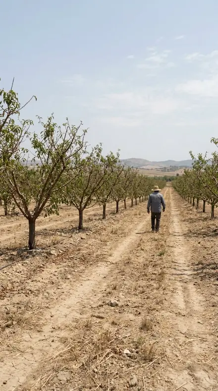 Before: orchard rows