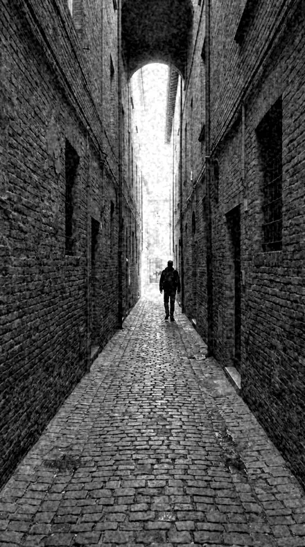 Curb Grain applied to The alley says more in ink