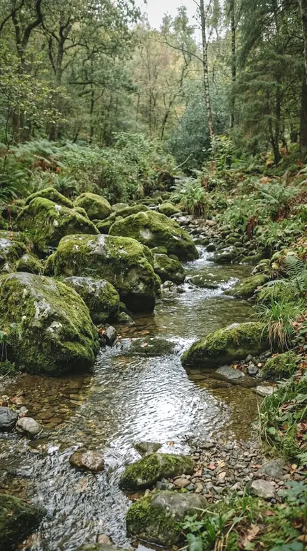 Milky Sky applied to moss rocks