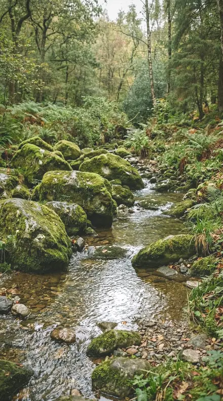 Fern Shade applied to moss rocks