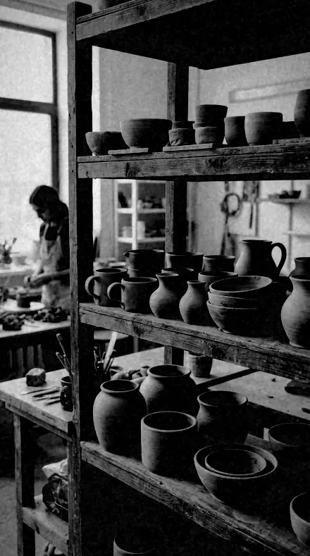 Dark Lip applied to clay pots