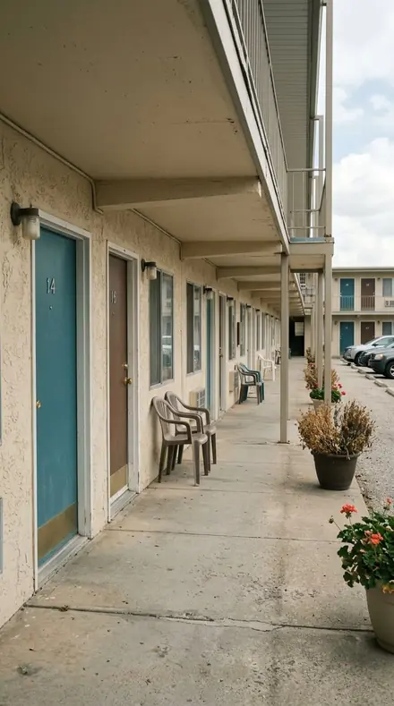 Before: motel door