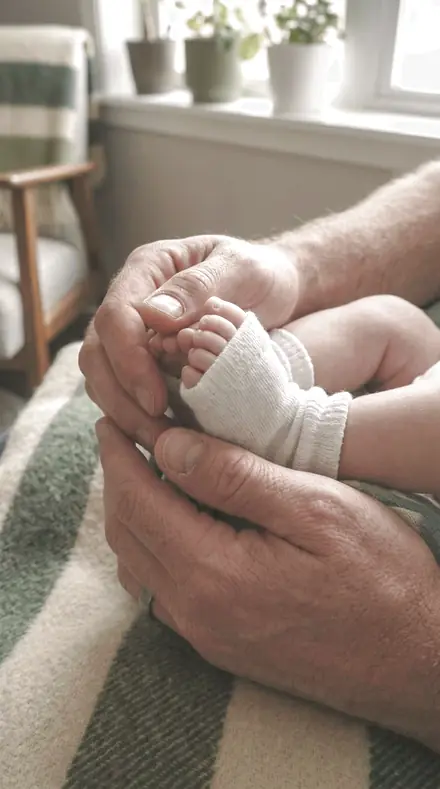 Deep Warmth applied to newborn hands