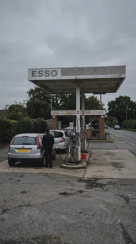 Bokeh Rain applied to petrol station