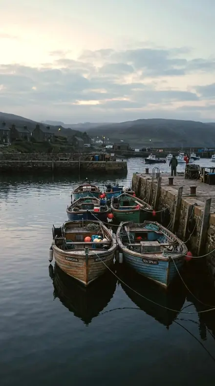 Amber Meridian applied to Morning boats, before the harbour woke.