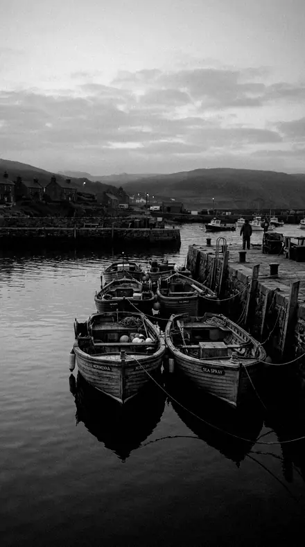 Mile Zero Mono applied to Morning boats, before the harbour woke.