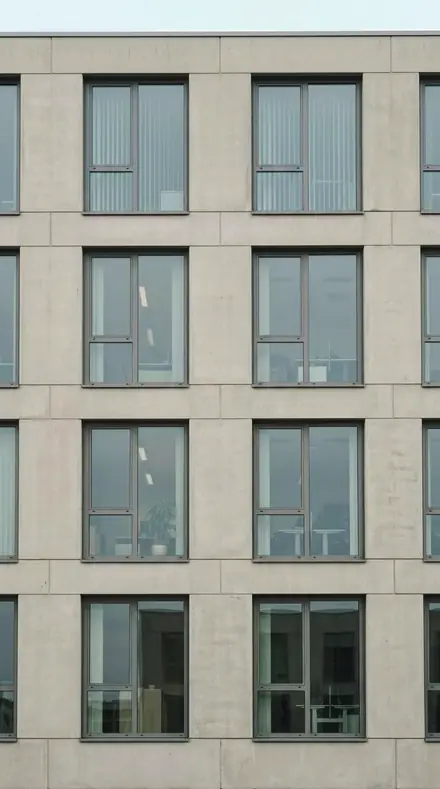 Gravel Roof applied to facade grid