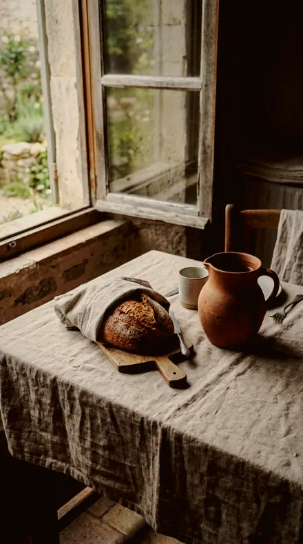 Dark Bowl applied to linen table