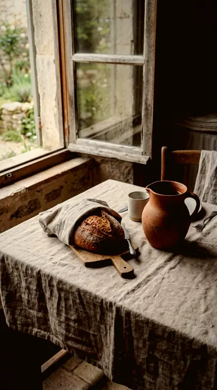 Iron Pan applied to linen table