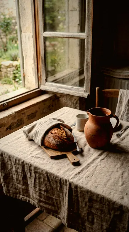 Red Wine applied to linen table