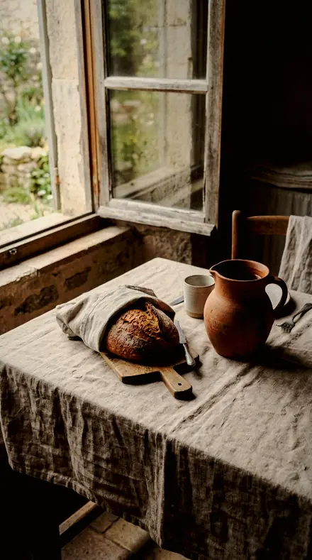 Copper Pot applied to linen table
