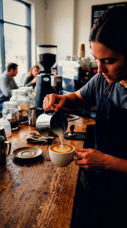 Counter Brass applied to coffee pour