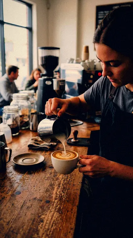 Bar Mirror applied to coffee pour