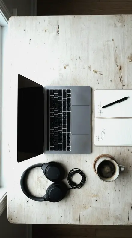 Lens Barrel applied to desk flatlay