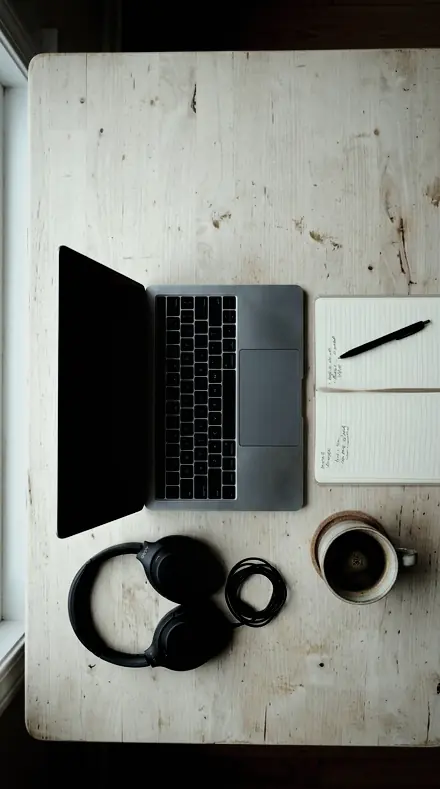 Cut Glass applied to desk flatlay