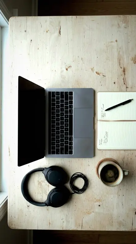 Glass Stem applied to desk flatlay