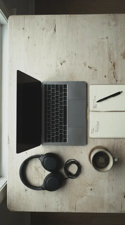 Silver Plate applied to desk flatlay