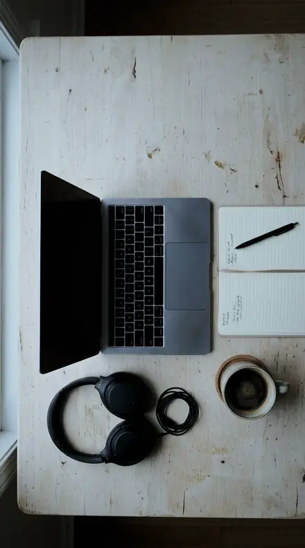 Mirror Face applied to desk flatlay