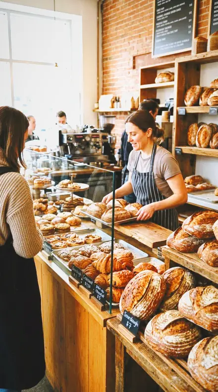 Wood Bench applied to bakery counter