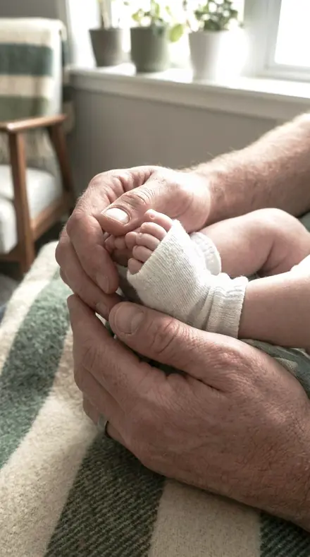 Iris Blade applied to newborn hands
