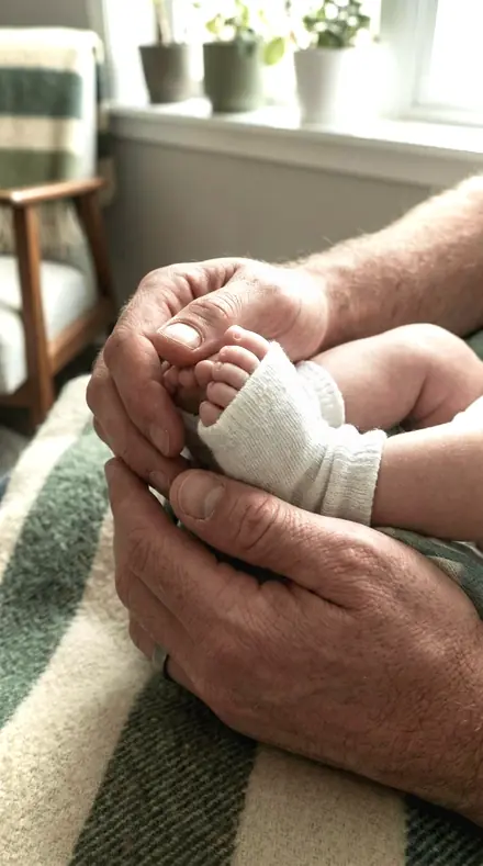 Entrance Pupil applied to newborn hands
