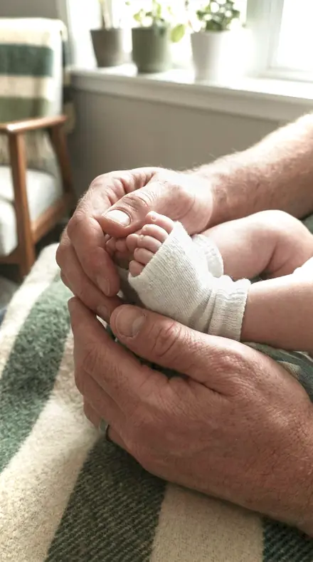 Diaphragm Curl applied to newborn hands