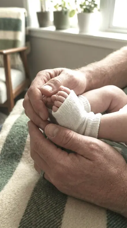 Swirl Corner applied to newborn hands